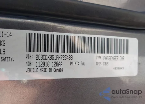 2015 Dodge Charger Se z USA, uszkodzony, nr VIN 2C3CDXBG1FH725488